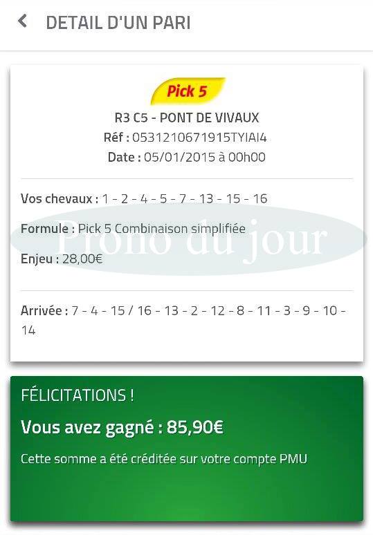 pick 5 gagnant